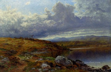 Un paisaje solitario del lago de Gales Benjamin Williams Leader Pinturas al óleo